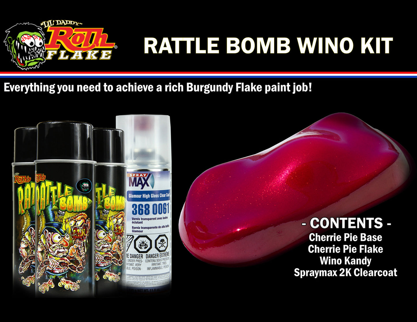 Roth Flake Custom Paint Rattle Bomb Spray Kit Burgundy