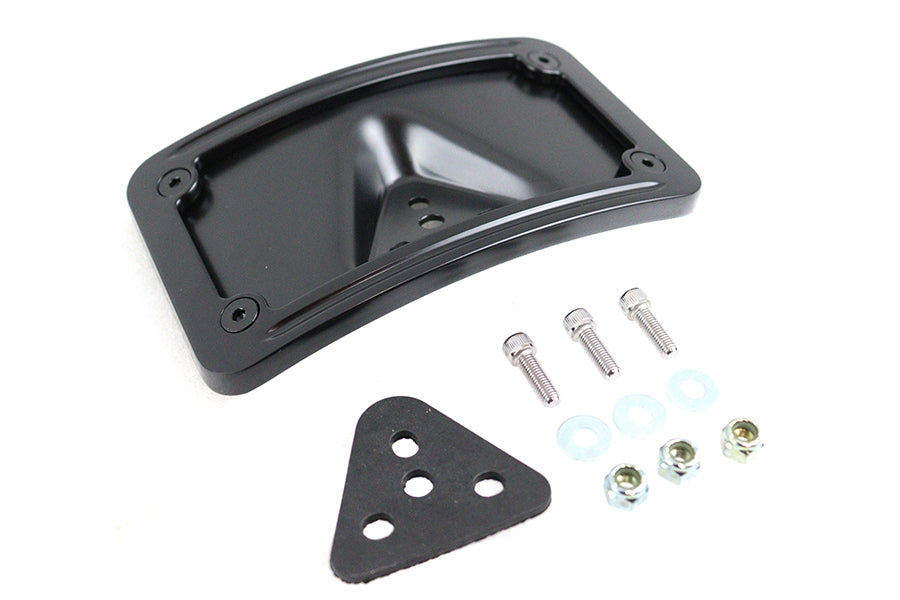 License Plate Bracket Curved Laydown Style Black For Harley-Davidson