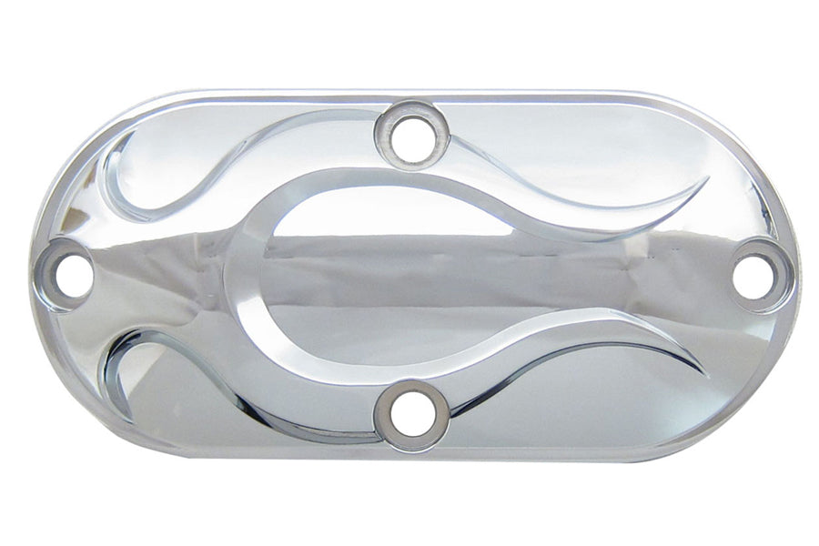 Chrome Inspection Cover With Flames For Harley-Davidson 1965-2006