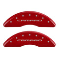 MGP 4 Caliper Covers Engraved Front Gen 5/Camaro Engraved Rear Gen 5/SS Red finish silver ch