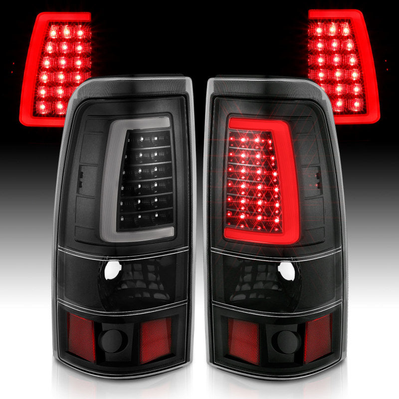 ANZO 2003-2006 Chevy Silverado 1500 LED-Rücklichter, Plank Style, schwarz, mit klarer Linse