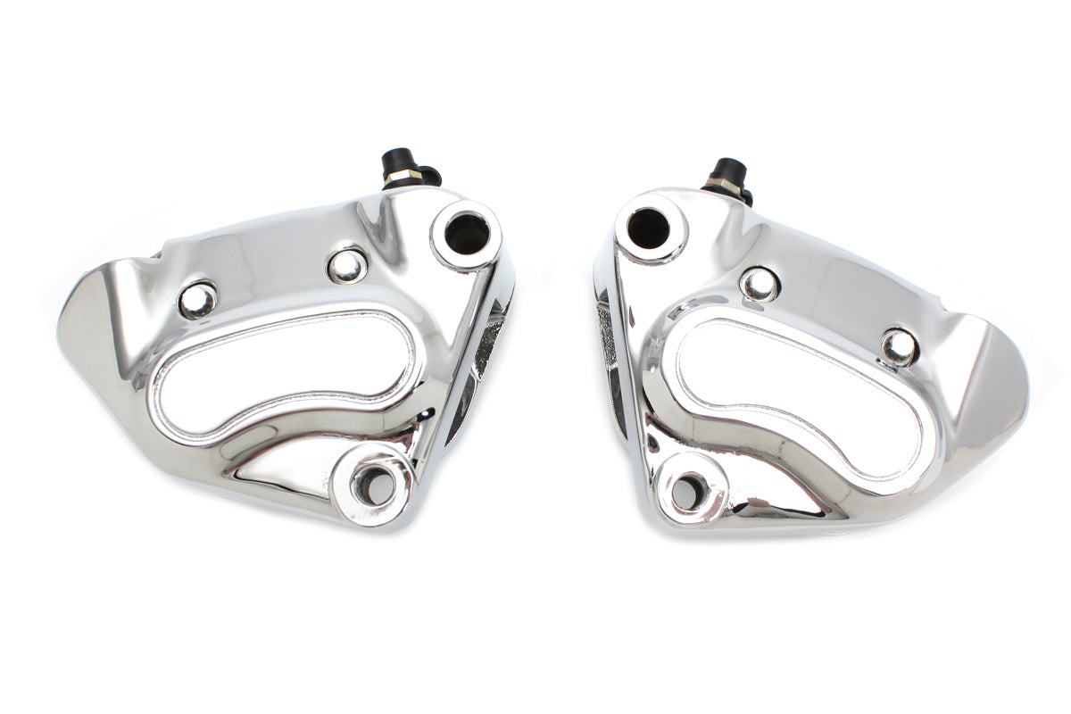 Chrome front 4 piston caliper set for Harley-Davidson Touring 2000-2007