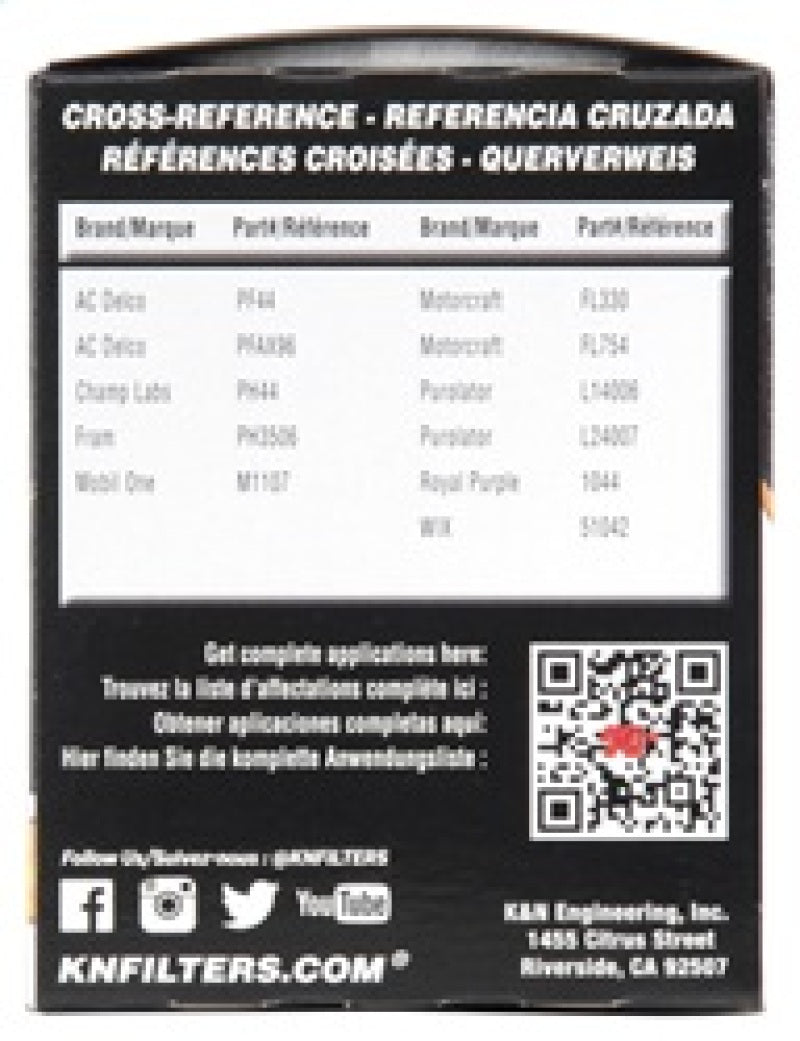 Filtro de aceite dorado de alto rendimiento K&amp;N para Buick/Chevrolet/Oldsmobile