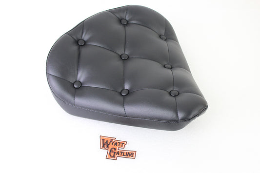 Black Vinyl Solo Seat With Buttons for Harley-Davidson