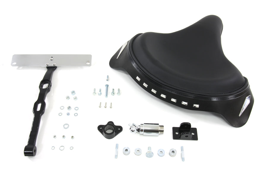 Black Leather Police Solo Seat Kit For Harley-Davidson Softail 1984-1999