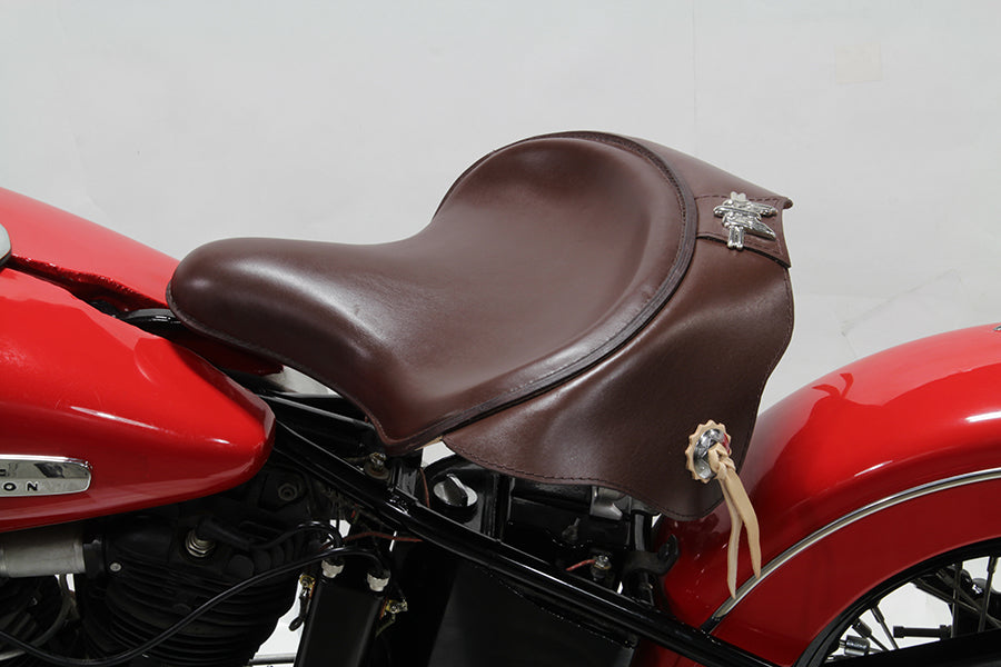 Asiento individual de cuero marrón estilo antiguo para Harley-Davidson 1929-1984