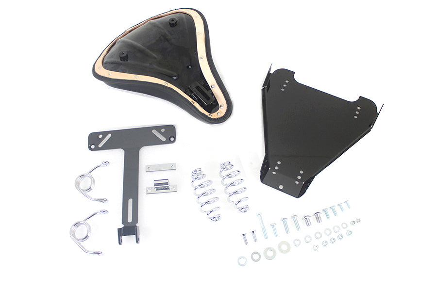 Kit de montaje de resorte de asiento individual de cuero negro para Harley-Davidson Softail Twin Cam
