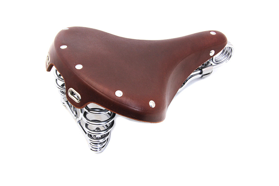Bicycle Double Steel Saddle Solo Seat Honey Brown for Harley-Davidson