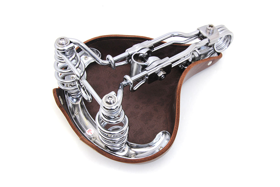 Bicycle Double Steel Saddle Solo Seat Honey Brown for Harley-Davidson