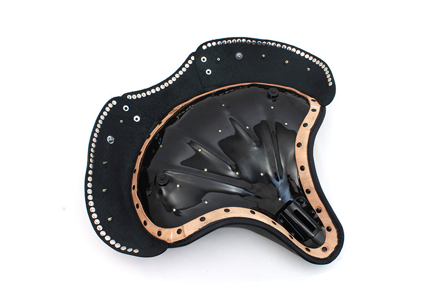 Black Leather Early Style Deluxe Solo Seat For Harley-Davidson 1936-1984