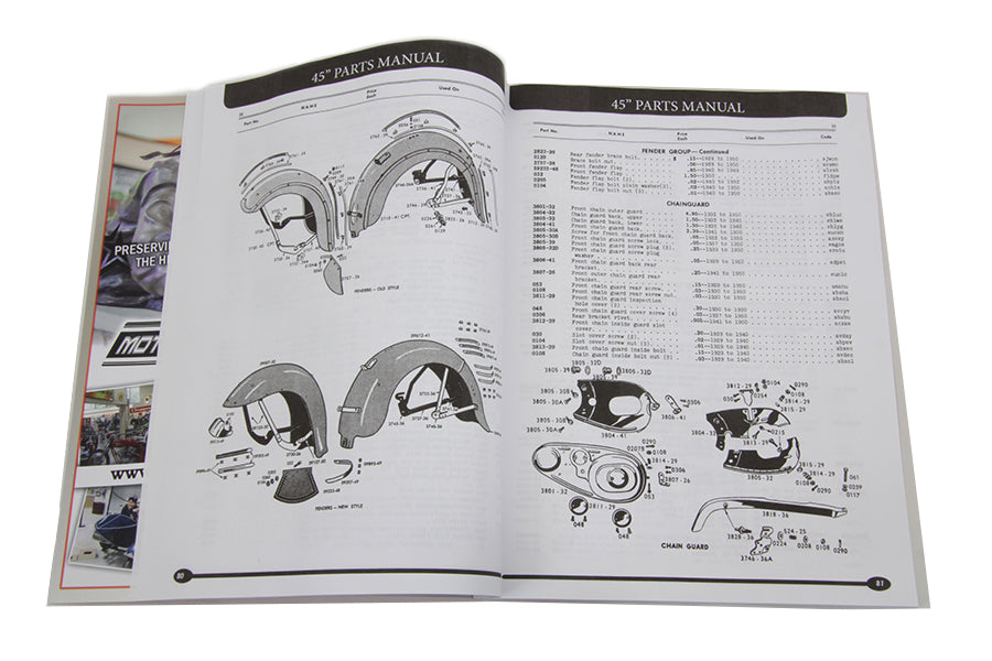 45 WLA-Teile-Wartungshandbuch für Harley-Davidson 1941–1944