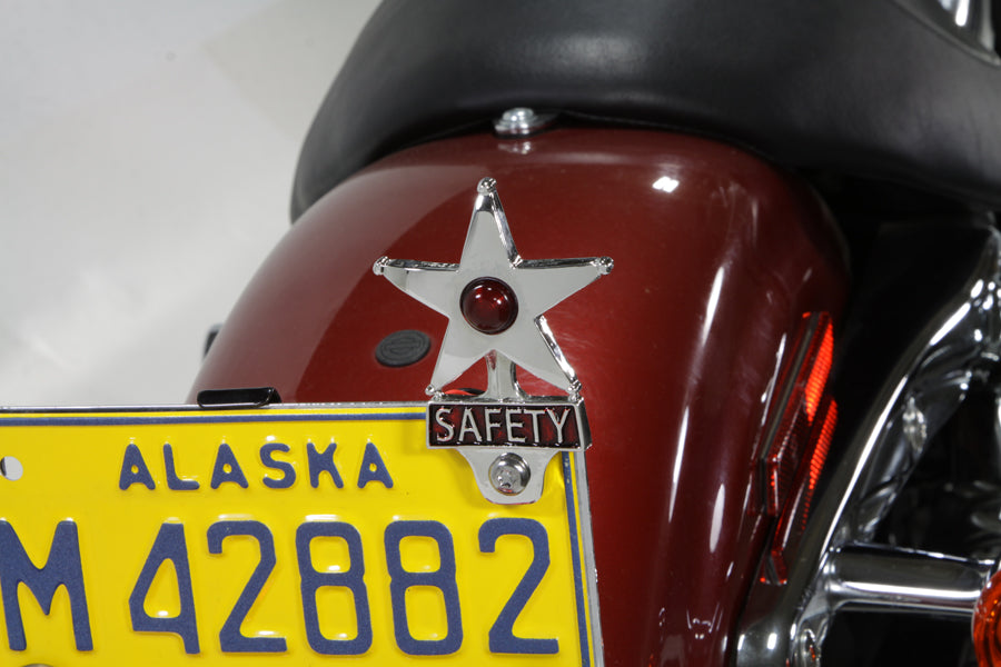 Safety License Plate Topper With LED Ruby Reflector For Harley-Davidson