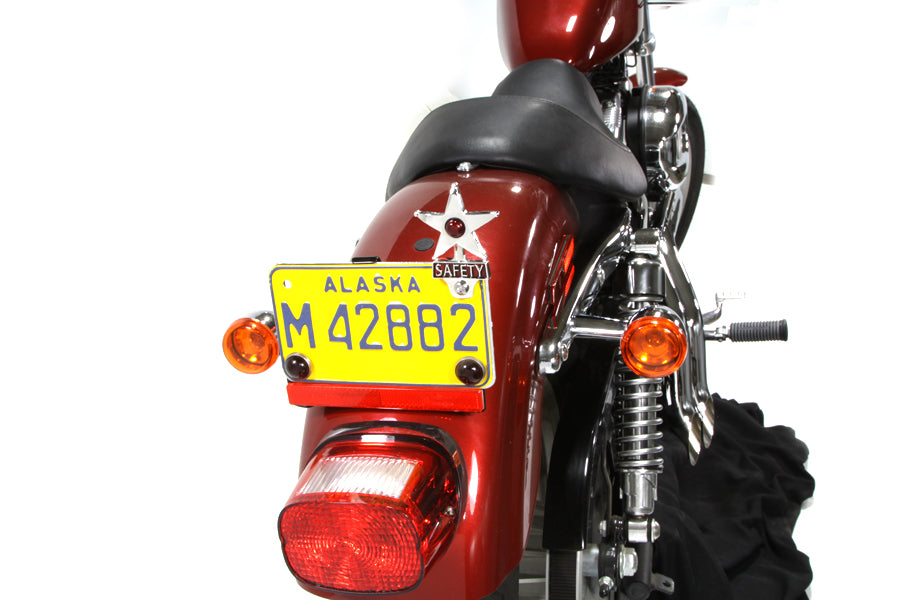 Nummernschild-Aufsatz mit LED-Rubin-Reflektor für Harley-Davidson