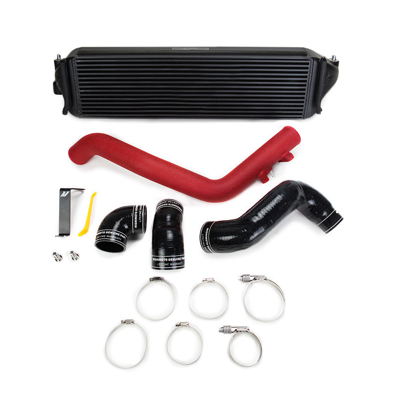 Mishimoto 2017+ Honda Civic Type R Ladeluftkühler-Kit – Schwarzer Ladeluftkühler, rote Rohre