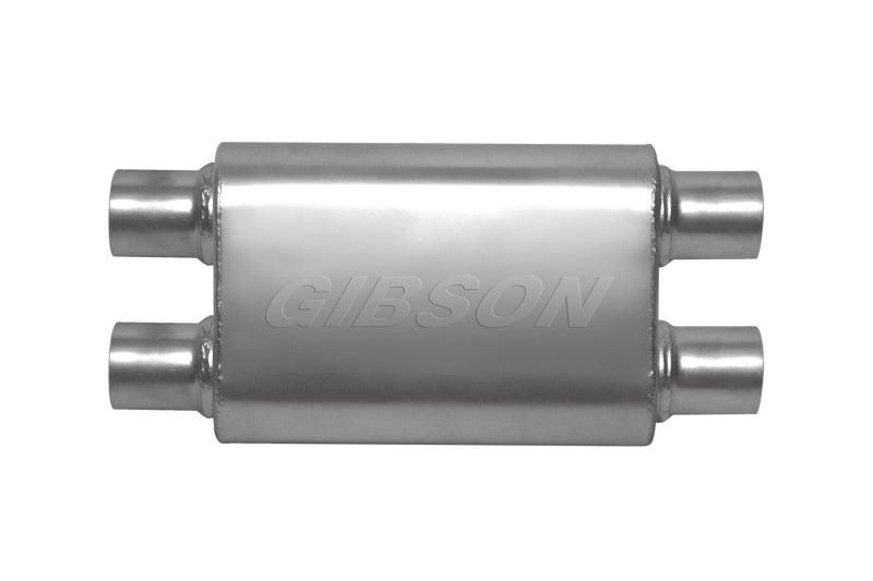 Silenciador Gibson CFT Superflow Dual/Dual Oval - Entrada de 4 x 9 x 18 pulgadas/2,5 pulgadas/salida de 2,5 pulgadas - Acero inoxidable