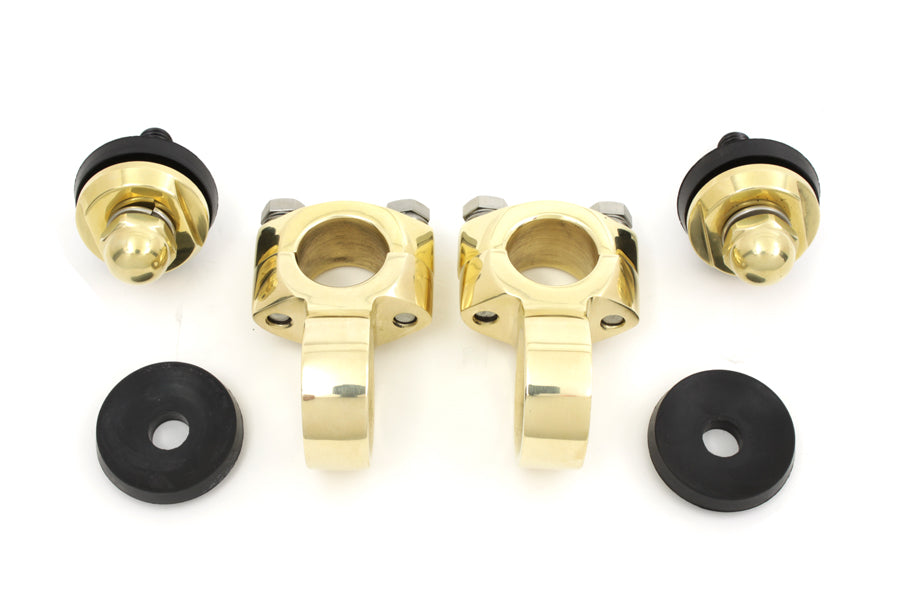 Polished Brass Flanders Handlebar Riser Tops For Harley-Davidson 1936-1952