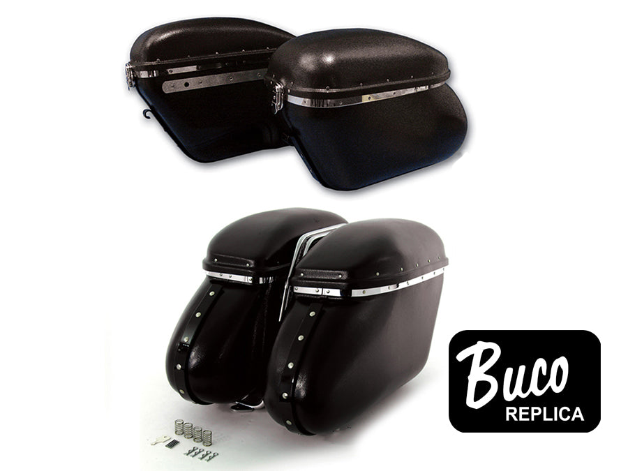 Buco Black Magic Royalite Bubble Saddlebag Set For Harley-Davidson FL 1958-1984
