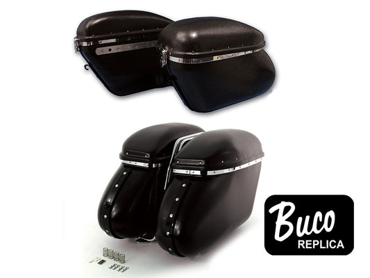 Buco Black Magic Royalite Bubble Satteltaschen-Set für Harley-Davidson FL 1958-1984