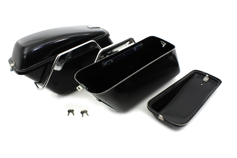 Saddlebag Set Black For Harley-Davidson Shovelhead FL FLH 1977-1984