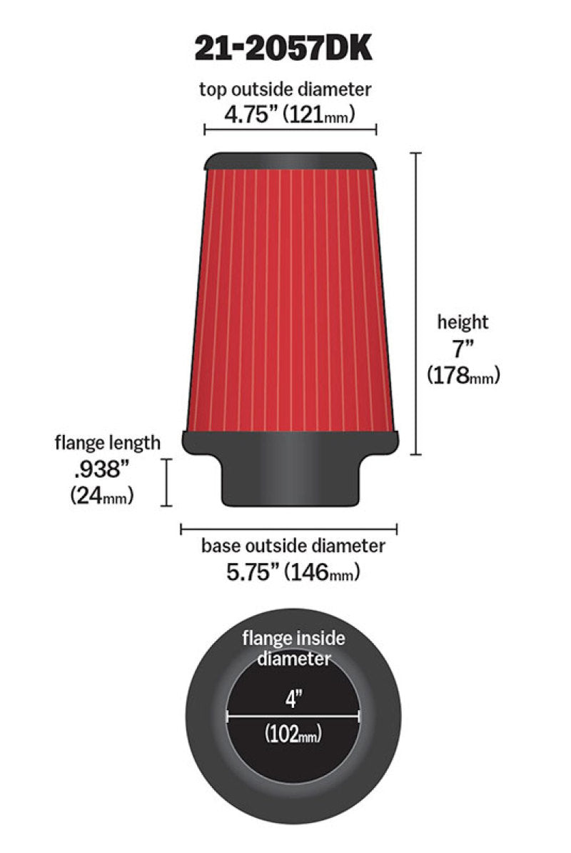 Kit de filtro de aire AEM DryFlow de 4 x 7 pulgadas DRYFLOW