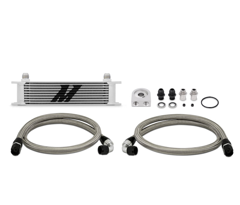 Kit de enfriador de aceite universal de 10 filas Mishimoto (líneas trenzadas de metal)