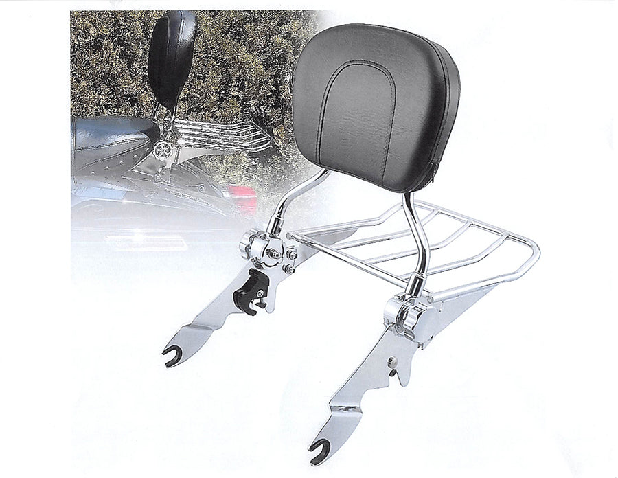 Adjustable Chrome Sissy Bar & Rack For Harley-Davidson Touring 2009 And Later