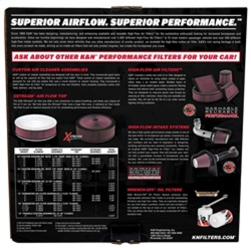 K&amp;N 14 Zoll roter Custom-Luftfilter - 5,125 Zoll Innendurchmesser x 14 Zoll Außendurchmesser x 2,75 Zoll Höhe x 1,25 Zoll Drop Base