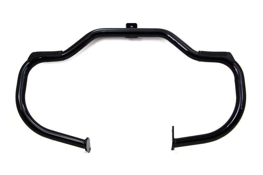 Black Front Engine Bar With Footpeg Pads For Harley-Davidson Softail 1986-1999