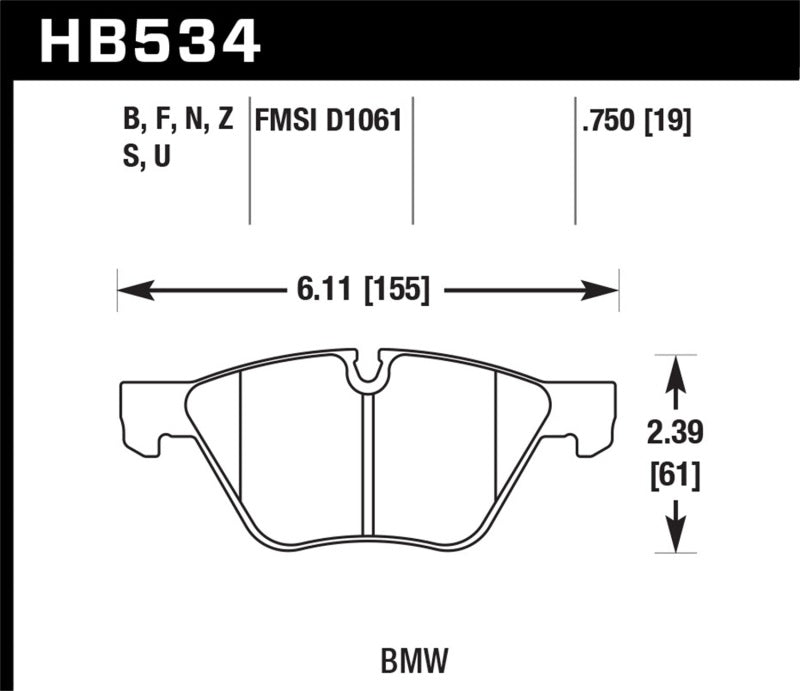 Freno delantero de calle HPS Hawk 09-11 BMW Z4 / 04-05 525I / 08-11 128I / 06 325I/325XI / 07 328I/328XI