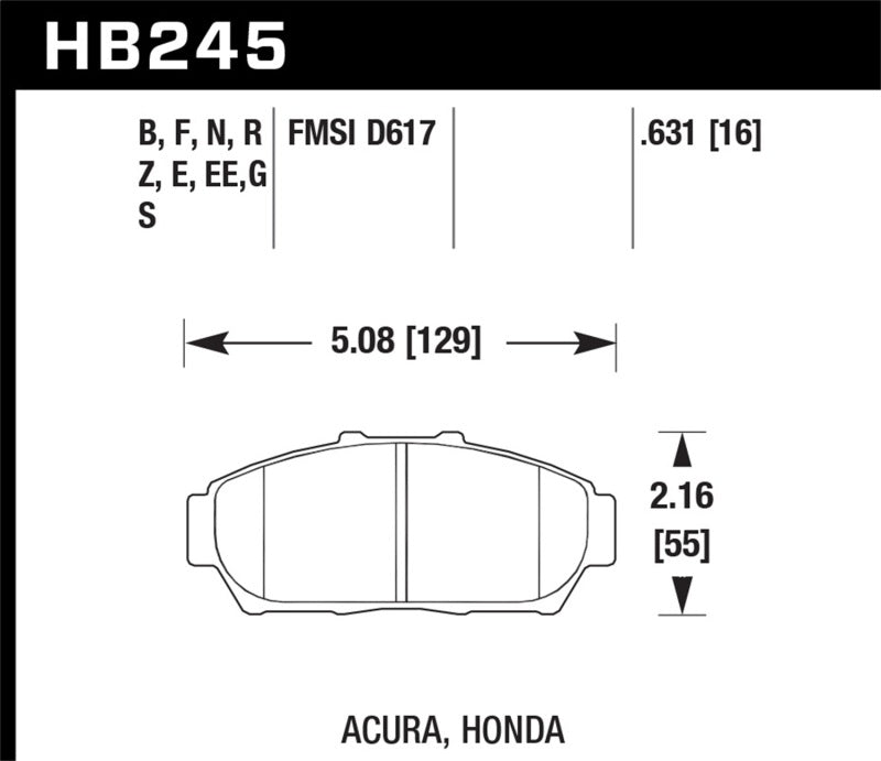 Hawk 94–01 Acura Integra (exkl. Typ R) Blau 9012 Race Bremsbeläge vorn