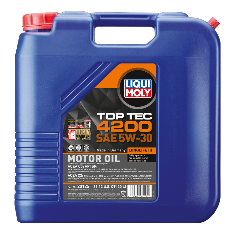 Aceite de motor LIQUI MOLY Top Tec 4200 de nueva generación SAE 5W30 20L