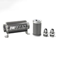 DeatschWerks Edelstahl 8AN 100 Mikron Universal-Inline-Kraftstofffiltergehäuse-Kit (110 mm)