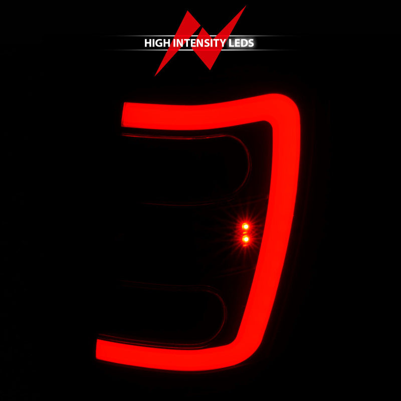 ANZO 1999-2004 Jeep Grand Cherokee LED-Rücklichter mit Lichtleiste, schwarzes Gehäuse, klare Linse