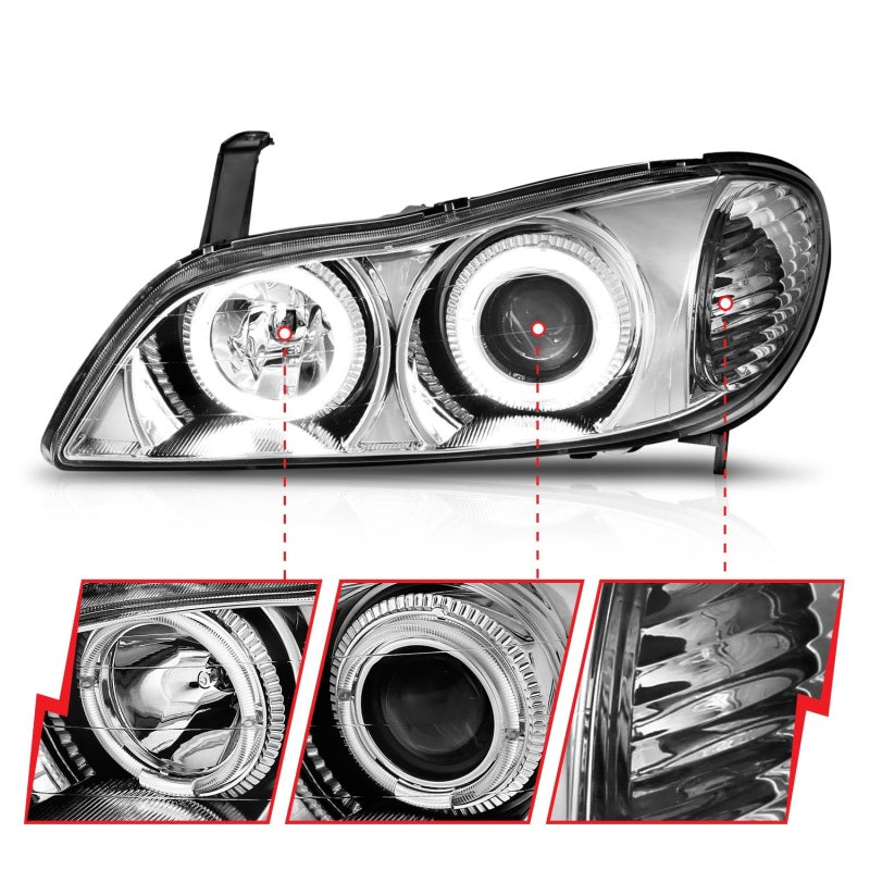 ANZO For 2000-2004 Infiniti I30 Projector Headlights w/ Halo Chrome