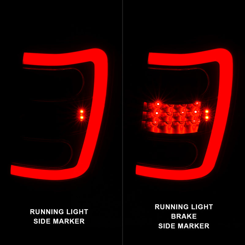 ANZO 1999-2004 Jeep Grand Cherokee LED-Rücklichter mit Lichtleiste, schwarzes Gehäuse, klare Linse