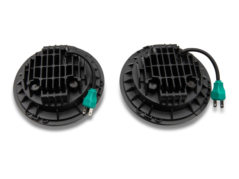 Raxiom 97–18 Jeep Wrangler TJ/JK Axial Series LED Daymaker-Scheinwerfer – schwarzes Gehäuse (klare Linse)