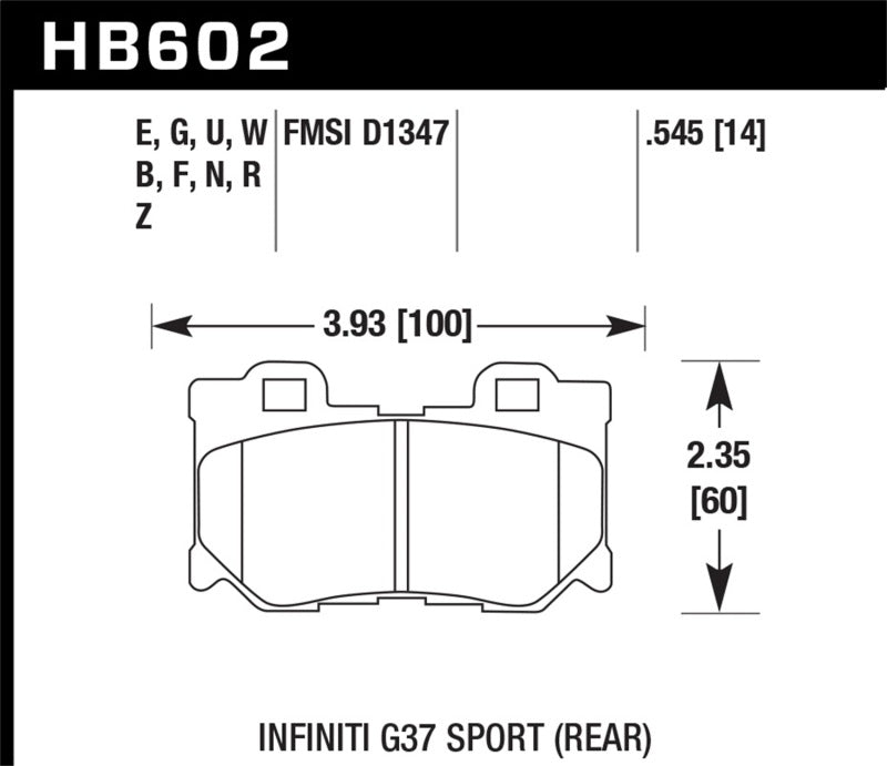 Hawk For 10-11 Infiniti FX50 / 09-10 G37 / For 09-10 Nissan 370Z DTC-60 Race Rear Brake Pads