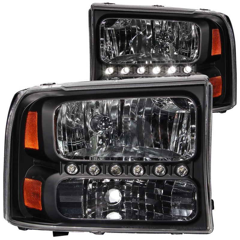 ANZO 2000-2004 Ford Excursion Kristallscheinwerfer, schwarz, mit LED, 1 Stück