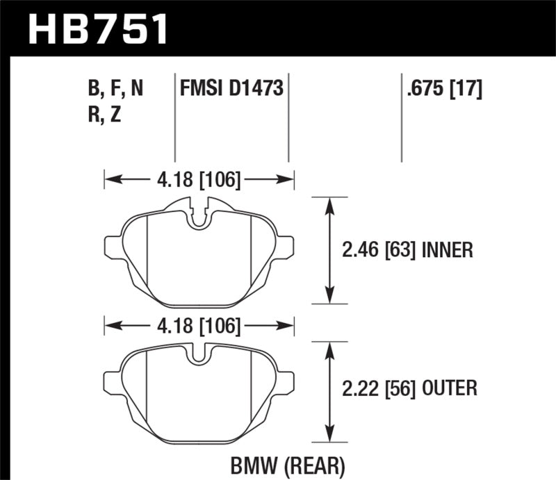 Pastillas de freno traseras Hawk 2015 BMW 428i Gran Coupe / 11-16 535i / 11-16 X3/X4 HPS 5.0
