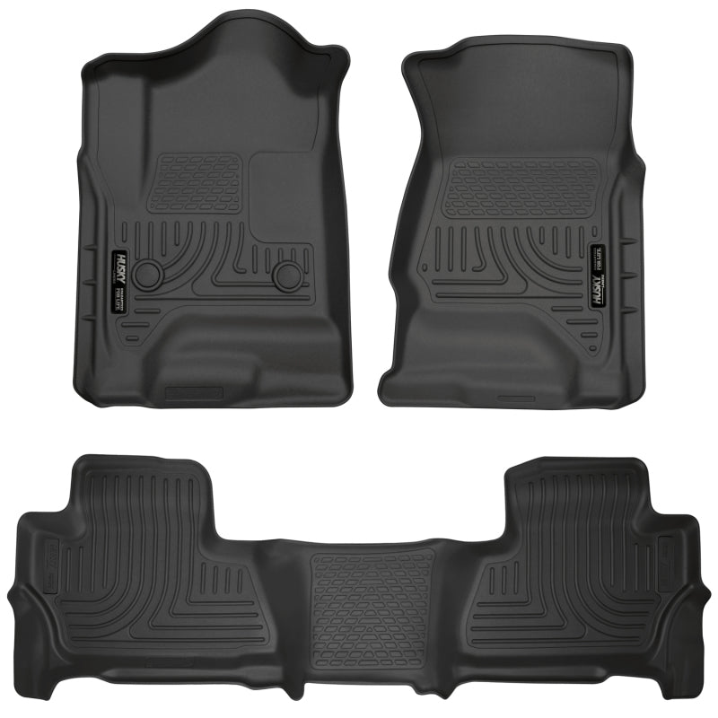 Revestimiento de piso para asientos delanteros y secundarios Husky Liners 2015 para Chevy/GMC Suburban/Yukon XL WeatherBeater Combo, color negro