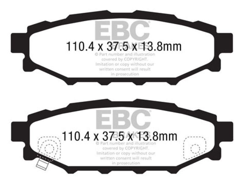 EBC For 12+ Subaru BRZ 2.0 (solid rear rotors) Greenstuff Rear Brake Pads