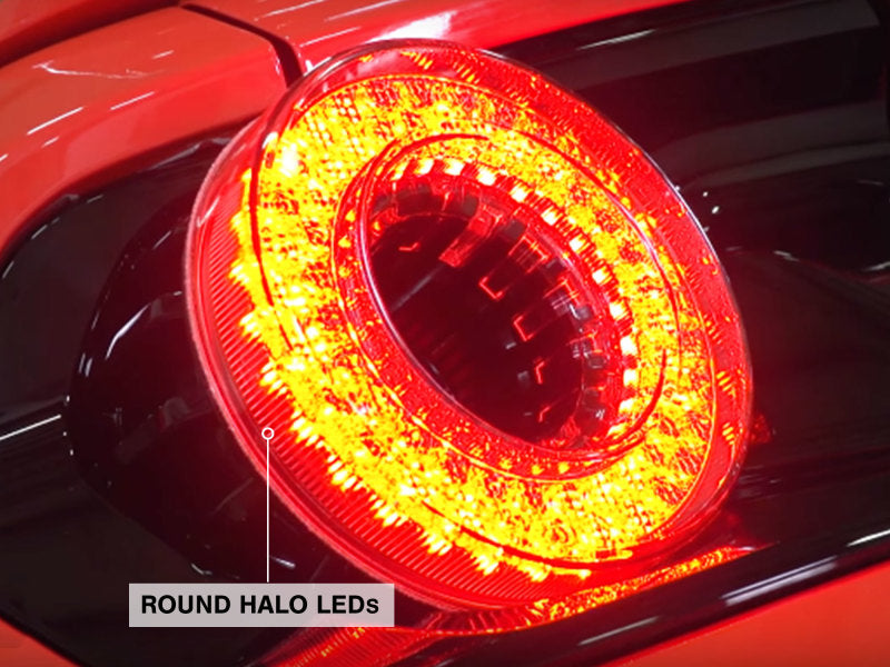 Raxiom 15-22 Ford Mustang Halo LED-Rücklichter – glänzend schwarzes Gehäuse (getönte Linse)