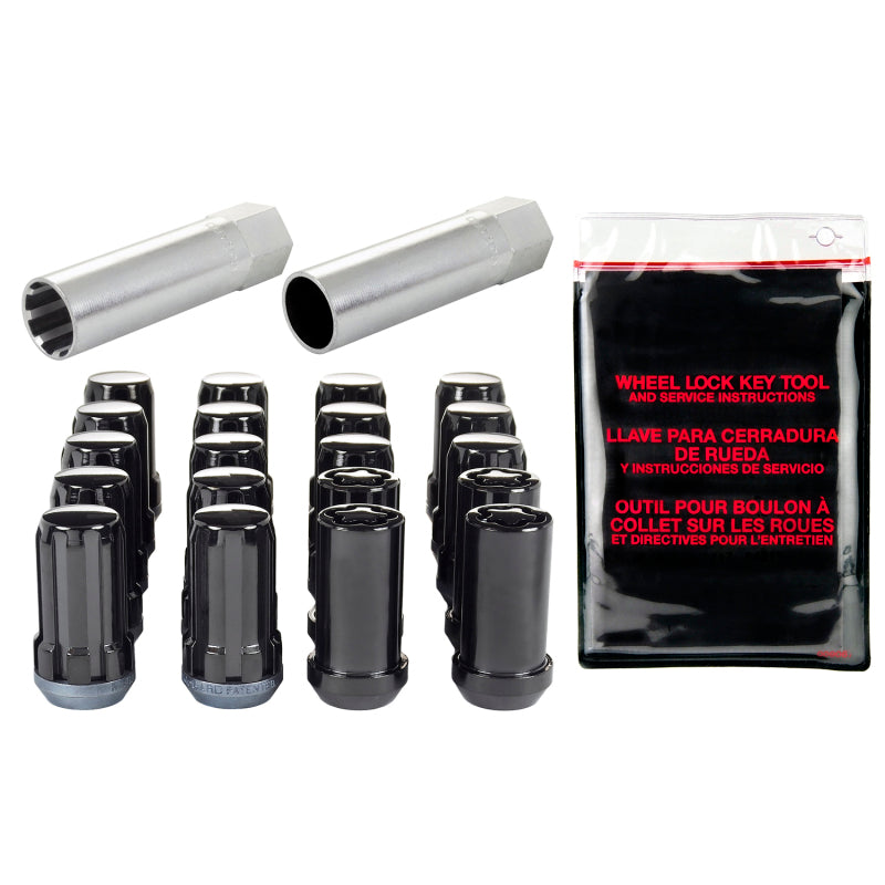 Kit de instalación de 5 tuercas para sintonizador McGard SplineDrive con cerraduras y herramienta (cono) M14 x 1,5/22 mm hexagonal, negro