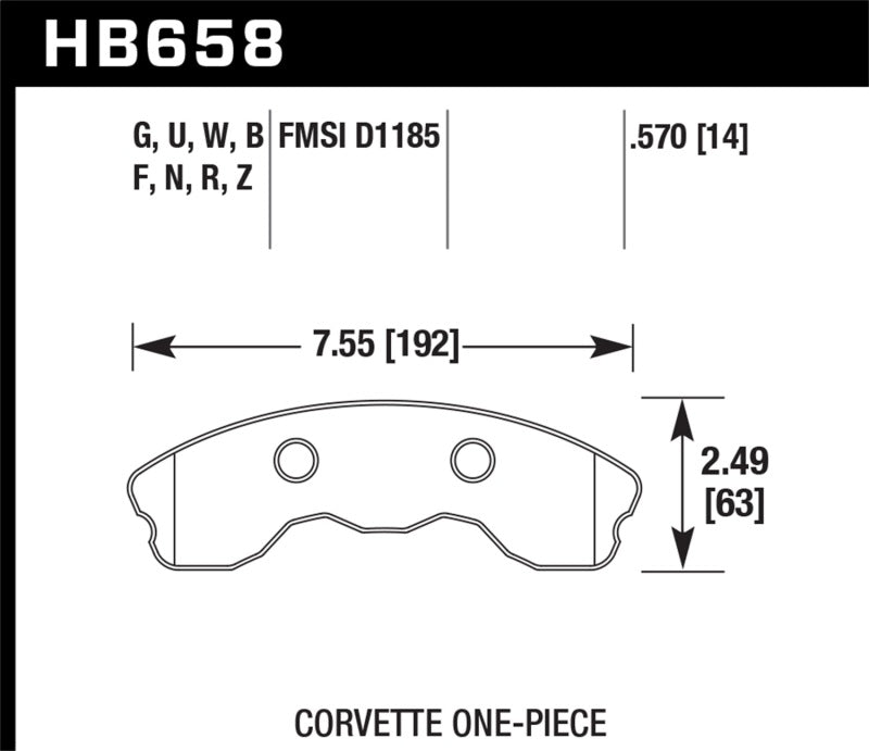 Pastillas de freno delanteras DTC-70 Race Hawk 10-11 Chevy Corvette Grand Sport / 06-08 Corvette Z06 (1 pieza)