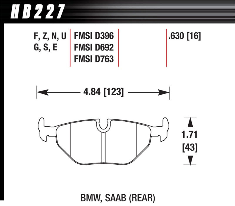 Hawk 95-99 BMW M3 E36 Performance Keramik Street Bremsbeläge hinten