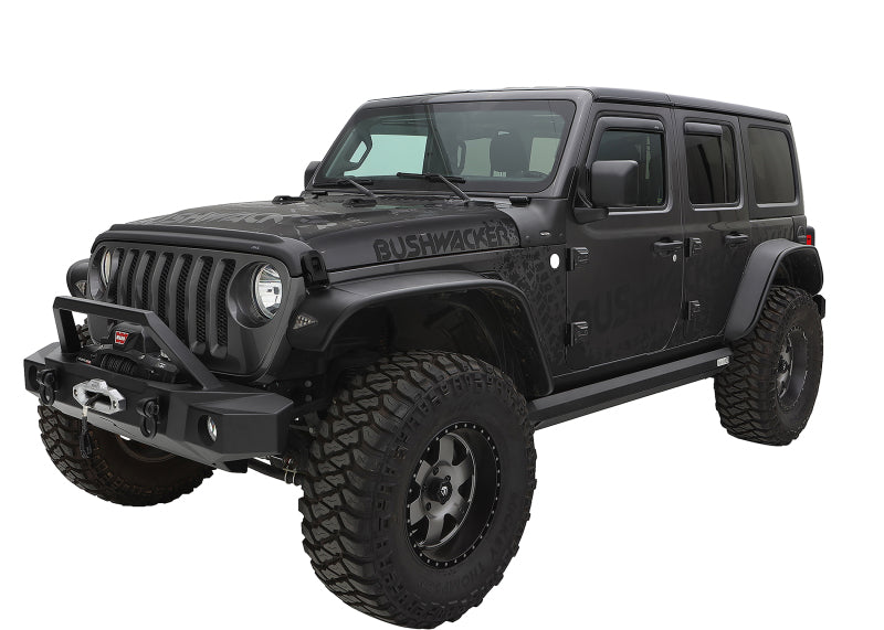 Guardabarros de estilo plano Bushwacker 2018+ Jeep Wrangler (JL) Unlimited, 4 piezas, color negro