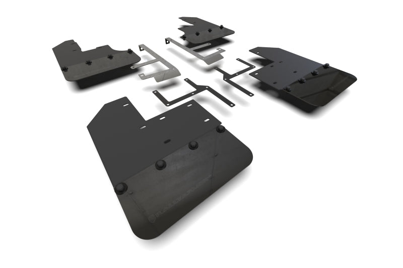 Rally Armor 19–23 Jeep JT Gladiator Mojave/Rubicon schwarzer Schmutzfänger mit metallisch schwarzem Logo