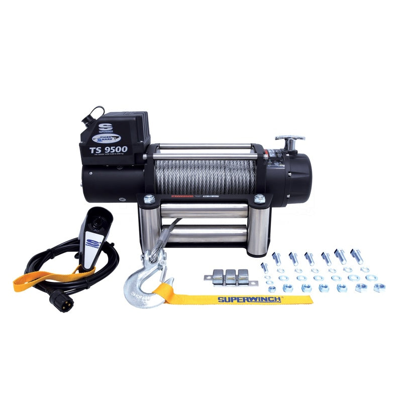 Cabrestante Tiger Shark 9500 Superwinch de 9500 libras, 12 V CC, 11/32 pulgadas x 95 pies, cuerda de acero
