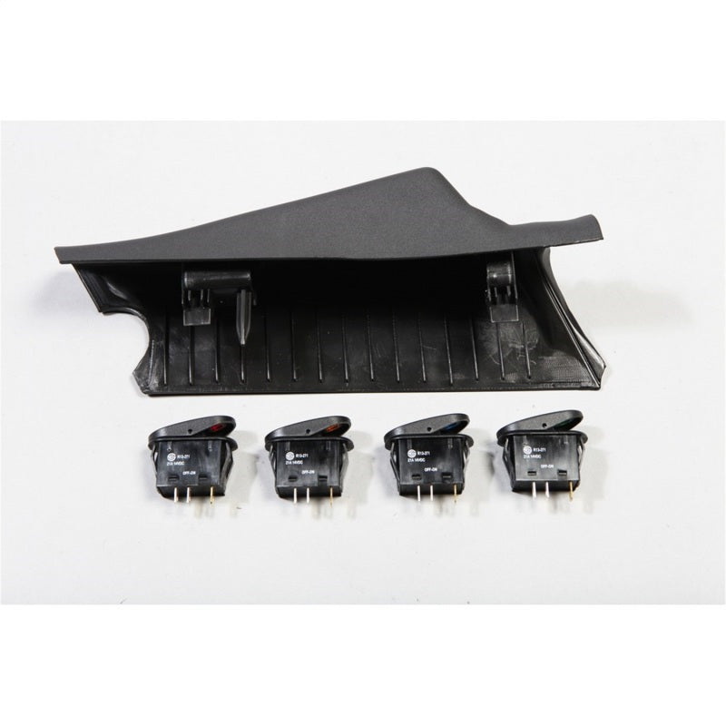 Kit de 4 interruptores para pilares A de Rugged Ridge, color negro, LHD 11-18 JK