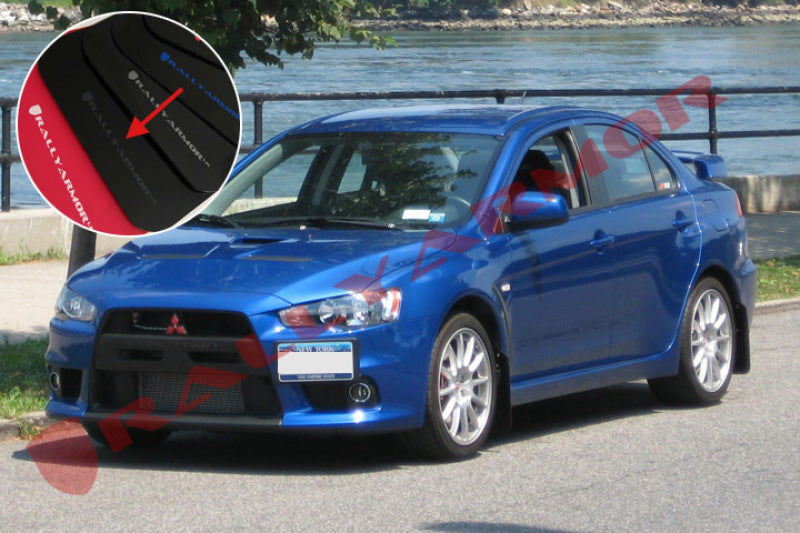 Rally Armor 08-17 Mitsubishi EVO X Schwarzer UR-Schmutzfänger mit grauem Logo